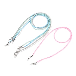 (52) Непрозрачная лаванда Цепочки для очков, шейный ремешок для очков, с бусинами из цейлонского стекла, 304 нержавеющая сталь застежка когтя омара, латунные бусины и резиновые концы петель, разноцветные, 27.55 дюйм (70 см)