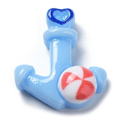 Anchor & Helm Океанская тема, мультяшные кабошоны из непрозрачной смолы, Небесно-голубой, якорь и штурвал, 21x18.5x7 мм