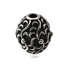 Античное Серебро 304 из нержавеющей стали бусы, овальный с вихревым узором, античное серебро, 10.5x9.5 мм, отверстие : 1.8 мм