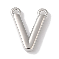 Letter V Стойки обшивки латунные подвески, долговечный, без свинца и без кадмия, письмо амулеты, платина, Буква V, 11x9x2 мм, отверстие : 1 мм