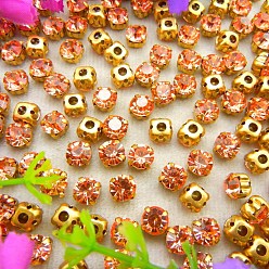 Светлый Бургундский Плоская круглая вышивка стразами, стекло кристалл горный хрусталь, многожильных ссылки, с латунной закрепкой, светлый бордовый, 3 мм, около 1400~1440 шт / упаковка