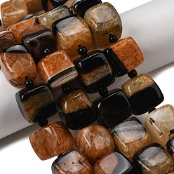 Темно-Оранжевый Природный агат бисер нитей, окрашенная и подогревом, кубические, с бисером, темно-оранжевый, 14~17x14~17x14~16 мм, отверстие : 1.4~1.6 мм, около 22 шт / нитка, 16.34''~16.73'' (41.5~42.5 см)