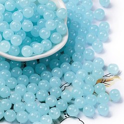 Темно-Голубой Стеклянные бусины с имитацией нефрита, круглые, глубокое синее небо, 8x7.5 мм, отверстие : 1.6 мм, Около 681 шт / фунт