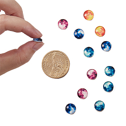 (52) Непрозрачная лаванда Светящиеся стеклянные кабошоны, лунная / лунная серия, полукруглые / купольные, разноцветные, 10x4 мм, 60 шт / комплект