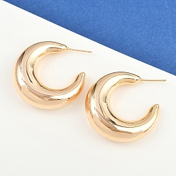 Настоящее золото 18K Латунь серьги, c-образный, реальный 18 k позолоченный, 35x11.5 мм