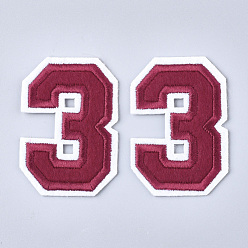 Number Computerized Embroidery Cloth Iron On Patches, Costume Accessories, Appliques, Number, Num.3, 59x41x1.5mm
