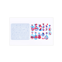 Белый Пасхальные формы для подвесок своими руками, силиконовые формы для литья, для уф-смолы, изготовление изделий из эпоксидной смолы, кролик и яйцо, белые, 129x112x5 мм, отверстие : 1.5 мм