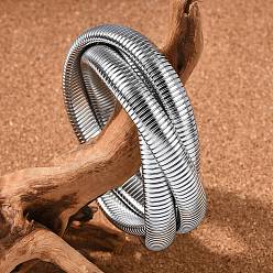 Нержавеющая Сталь Цвет 304 из нержавеющей стали браслеты простирания, браслеты крест-накрест для женщин, цвет нержавеющей стали, 3/8 дюйм (1 см), внутренний диаметр: 3 дюйм (7.5 см)