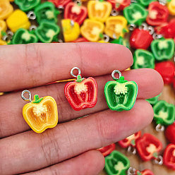 (52) Непрозрачная лаванда Непрозрачные подвески из смолы, имитирующие овощи, цвет перца, с платиново-железными петлями, разноцветные, 15x12x8 мм, отверстие : 2 мм