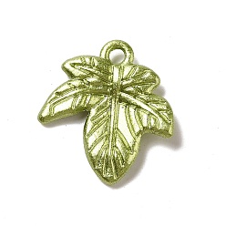 Yellow Green Painting Alloy Pendants, Leaf, Yellow Green, 22x20x3mm, Hole: 2mm