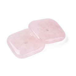 Розовый Кварц Природного розового кварца подвески, закругленные квадратные подвески в виде безопасных монет, 29.5~30x29.5~30x7~7.5 мм, отверстие : 5~5.3 мм