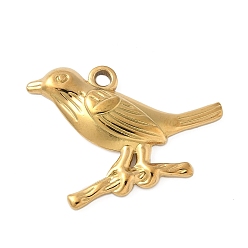 Настоящее золото 18K 304 подвески из нержавеющей стали, амулеты птиц, ионное покрытие (ip), реальный 18 k позолоченный, 20.5x27x3 мм, отверстие : 2 мм