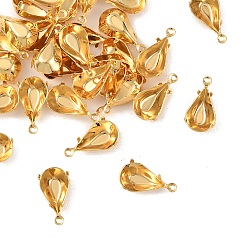 Настоящее золото 18K Оправы для подвесок Shegrace из латуни со стразами, слеза, настройки не открытой задней части, без свинца, без кадмии и без никеля, реальный 18 k позолоченный, 15.5x8x5 мм, отверстие : 1 мм