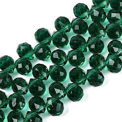Meergrün Transparente Glasperlen Stränge, oben gebohrte Perlen, Träne, facettiert, Meergrün, 10x8x8 mm, Bohrung: 1~1.2 mm, ca. 88~92 Stk. / Strang, 20.67~22.64 Zoll (52.5~57.5 cm)
