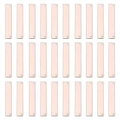 Rose Gold Brass Links, Rectangle, Rose Gold, 36x5x1mm, Hole: 1mm, 30pcs/box