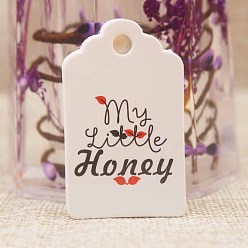 Белый Бумажные подарочные бирки, хэндж теги, для декоративно-прикладного искусства, на день Святого Валентина, прямоугольник со словом мой маленький мед, белые, 50x30x0.4 мм, отверстие : 5 мм