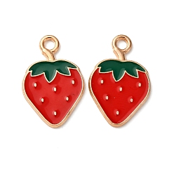 Клубника Подвески из сплава фруктов и эмали, золотой свет, клубника, 20x13x1.5 мм, отверстие : 2 мм