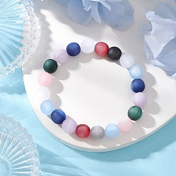 Разноцветный Эластичные браслеты из смоляных бусин кошачий глаз для мужчин и женщин, круглые, красочный, внутренний диаметр: 2-1/4 дюйм (5.75 см)