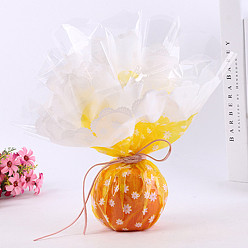 Gold Oriented Polypropylene(OPP) Plastic Gift Wrapping Paper, Christmas Theme, for Apple, Candy, Flat Round with Flower Pattern, Gold, 58.5x0.003cm, 20pcs/bag