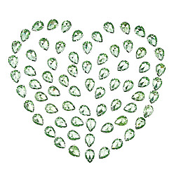 Светло-зеленый Шить на горный хрусталь, многожильных ссылки, стекло горный хрусталь, с латунными зубцами в платиновых тонах, аксессуары для одежды, граненые, слеза, светло-зеленый, 18x13x6.5 мм, отверстие : 1 мм, 80 шт / коробка