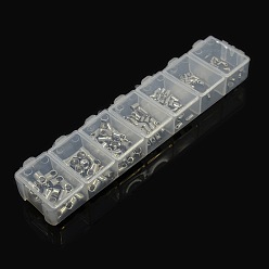 Платина 1 коробка смешивается платиновым покрытием концы латунь мозга, без никеля , 4~8x2~5 мм, отверстия: 0.8~3 мм, 1.2~4 мм внутренний диаметр, о 180 шт / коробка