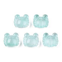 Бирюза Прозрачные брызги, окрашенные распылением, краб, бирюзовые, 13x14x6.5 мм, отверстие : 1 мм