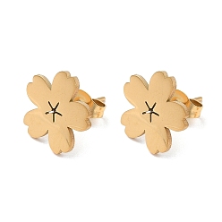 Золотой 304 из нержавеющей стали серьги, цветок, золотые, 12.5x13 мм