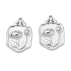 Самородки Тисненые 304 подвески из нержавеющей стали, очарование цветочного узора, самородки, 20x14x3.5 мм, отверстие : 1.2 мм