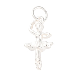 Серебро 925 стерлингов серебряные подвески, подвески в виде балерины с кольцами для прыжков и 925 штампом, серебряные, 18x9x3 мм, отверстие : 3.5 мм