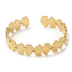Настоящее золото 18K 304 из нержавеющей стали манжеты браслеты, браслеты с открытыми листьями для женщин, реальный 18 k позолоченный, внутренний диаметр: 1-7/8x2-1/8 дюйм (4.7x5.5 см), 12.5 мм