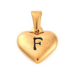 Letter F 304 подвески из нержавеющей стали, сердце с черной буквой, золотые, Буква F, 16x16x4.5 мм, отверстие : 7x3 мм