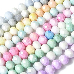 (52) Непрозрачная лаванда Стеклянные бусины с гальваническим покрытием , рондель, граненые, разноцветные, 10x8 мм, отверстие : 1.4 мм, 15.75'' (40 см)