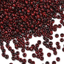 (RR4521) Opaque Dark Red Picasso Миюки круглые бусины рокайль, японский бисер, (rr4521) непрозрачный темно-красный пикассо, 8/0, 3 мм, отверстие : 1 мм, Около 2111~2277 шт / 50 г