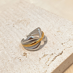 Золотой & Цвет Нержавеющей Стали Бант 304 открытые манжеты из нержавеющей стали для женщин, золотые и нержавеющая сталь цвет, 13.5 мм, внутренний диаметр: регулируемый