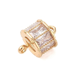 Золотой Латунные подвески-коннекторы с прозрачным стеклом, без никеля , ссылки на столбцы, золотые, 16x11 мм, отверстия : 1.2 mm и 1.8 мм