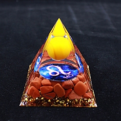 Лео Светящиеся созвездия, оргонитовые пирамиды, генераторы энергии из смолы, Рейки круглый камень внутри для украшения стола домашнего офиса, Лев, 60 мм