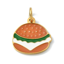 Hamberger 304 нержавеющей стальной эмали подвески, золотые, красочный, гамбергерский шарм, 14.5x15x1.5 мм, отверстие : 4 мм