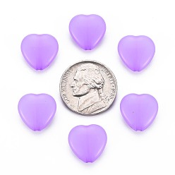 Dark Orchid Transparent Acrylic Beads, Dyed, Heart, Dark Orchid, 13.5x14x6mm, Hole: 1.5mm, about 775pcs/500g