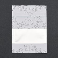 Белый Сумки с замком на молнии с открытым верхом из алюминиевой фольги с кленовым листом, мешки для хранения продуктов, закрывающиеся пакеты, для хранения упаковки, со слезоточивыми насечками, прямоугольные, белые, 9.9x7.1x0.15 см, внутренней меры: 6 см, окно: 7x3 см