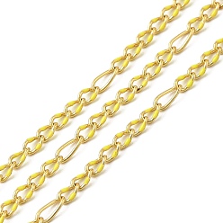 Желтый Цепи из латунной эмали ручной работы с овальными звеньями, с катушкой, долговечный, пайки, без свинца и без кадмия, реальный 18 k позолоченный, желтые, 4.5~6x2.5~3x0.5~0.6 мм
