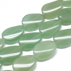 Green Aventurine Natural Green Aventurine Bead Strands, Twist Oval, 20x15x6~7mm, Hole: 1mm, about 10pcs/strand, 7.8 inch