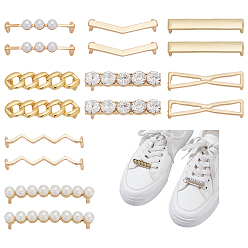 Золотой 8 стили украшения шнурка для обуви из сплава, шнурок очарование, золотые, 9~9.5x38x1.5 мм, отверстие : 5 мм