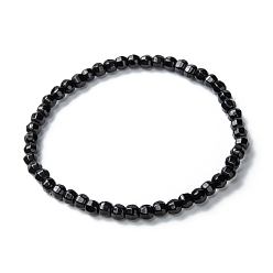 Schwarz Glasperlen Armbänder strecken, facettiert, Runde, Schwarz, Perlen: 4 mm, Innendurchmesser: 2-1/4 Zoll (5.6 cm)