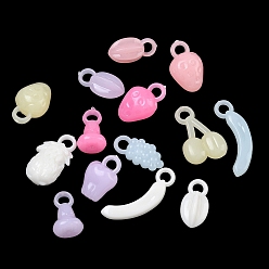 (52) Непрозрачная лаванда Подвески из фруктового пластика, имитация желе, разнообразные, разноцветные, 15~24.5x6.5~11x3.5~9 мм, отверстие : 2.5~3.5 мм, Около 1219 шт / 500 г