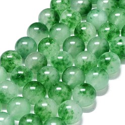 Зеленый лайм Натуральный Malaysia нефритовые бусы пряди, окрашенная и подогревом, круглые, зеленый лайм, 14 мм, отверстие : 1.5 мм, около 27 шт / нитка, 14.96 дюйм (38 см)