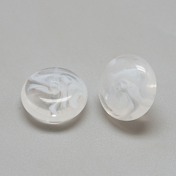 White Acrylic Beads, Imitation Gemstone Style, Two Tone Color, Rondelle, Clear & White, 10x5.5mm, Hole: 2mm, about 1460pcs/500g