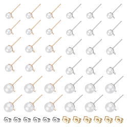 (52) Непрозрачная лаванда Железные серьги, с акриловыми бусинами, имитирующими жемчуг, и петлей, 304 из нержавеющей стали гайки уха, разноцветные, фурнитура для сережек: около 17~19.5x6.5~9мм, отверстие : 0.8~1 мм, штифты : 0.8 мм, 20 шт / стиль