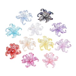 Couleur Mélangete Perles en plastique transparentes, Iris, de couleur plaquée ab , couleur mixte, 44~45x39~42x9~9.5mm, Trou: 2.8~3mm, environ251 pcs / 500 g