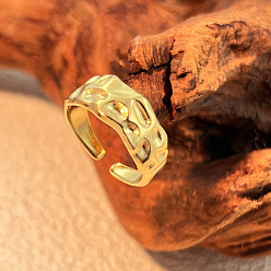 Золотой Кованые 304 манжетные кольца из нержавеющей стали, широкополосные открытые кольца, золотые, 8.5 мм, внутренний диаметр: 18 мм