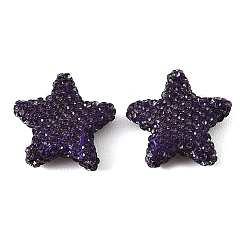Тёмный Индиго Ручной полимерной глины шариков Rhinestone, звезда, темного индиго, 24x25x9 мм, отверстие : 1 мм